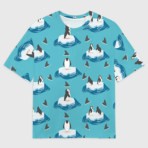 Мужская футболка оверсайз Пингвины / 3D-принт – фото 1