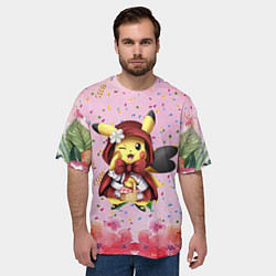 Футболка оверсайз мужская Пикачу красная шапочка, цвет: 3D-принт — фото 2