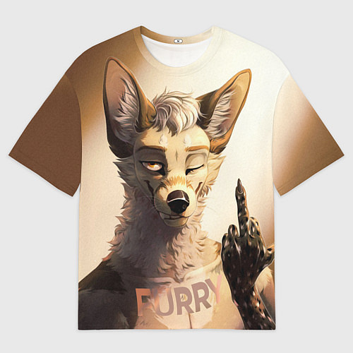 Мужская футболка оверсайз Furry jackal / 3D-принт – фото 1