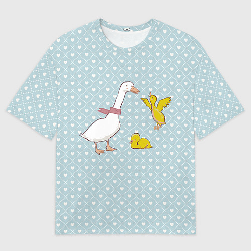 Мужская футболка оверсайз Утка и утята / 3D-принт – фото 1