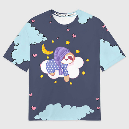 Мужская футболка оверсайз Сонный ленивец / 3D-принт – фото 1