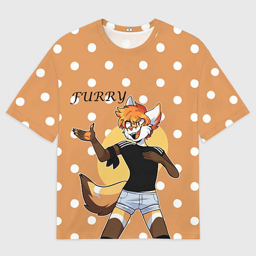 Мужская футболка оверсайз Furry fox guy / 3D-принт – фото 1