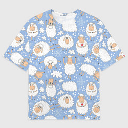 Футболка оверсайз мужская Счастливые овечки, цвет: 3D-принт