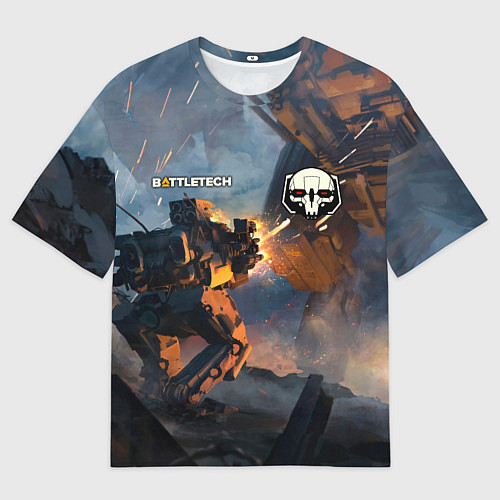 Мужская футболка оверсайз Battletech warrior / 3D-принт – фото 1