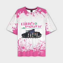 Мужская футболка оверсайз Девушки и танки Pink Z