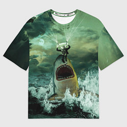 Футболка оверсайз мужская Shark Attack Акула атакует, цвет: 3D-принт