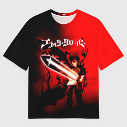 Футболка оверсайз мужская Чёрный Аста красный туман, цвет: 3D-принт