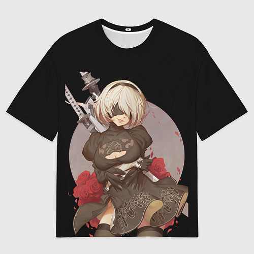 Мужская футболка оверсайз Nier: Automata 2B / 3D-принт – фото 1