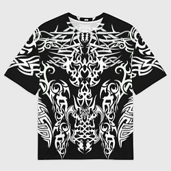Футболка оверсайз мужская ТАТУ ЧЕРНО БЕЛОЕ УЗОР, цвет: 3D-принт
