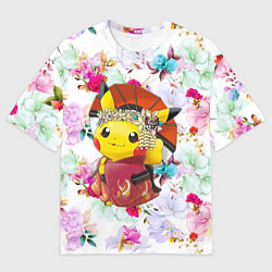 Мужская футболка оверсайз Пикачу - Гейша