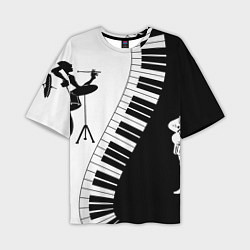 Мужская футболка оверсайз Черно Белое пианино