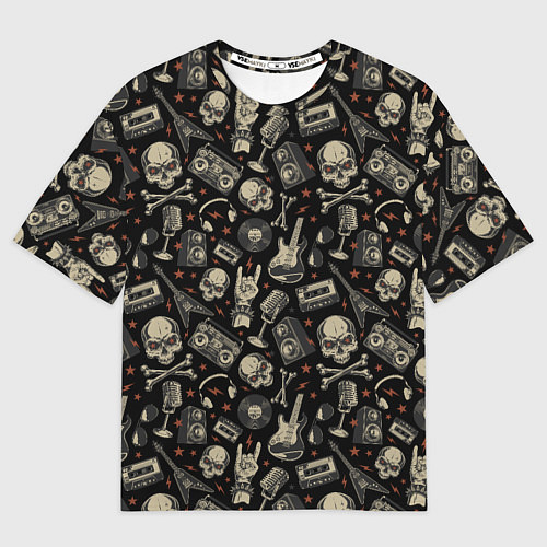 Мужская футболка оверсайз Scull pattern rock / 3D-принт – фото 1