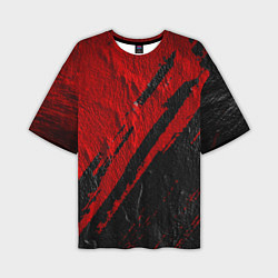 Футболка оверсайз мужская Красное чёрное 3D, цвет: 3D-принт