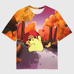 Футболка оверсайз мужская Пикачу в бейсболке, цвет: 3D-принт