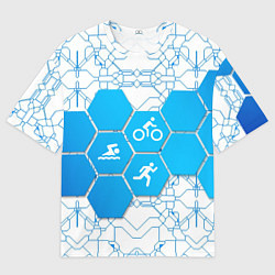 Футболка оверсайз мужская Плыви, Крути, Беги, цвет: 3D-принт