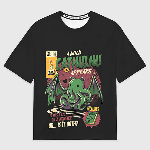 Мужская футболка оверсайз Кот Ктулху / 3D-принт – фото 1