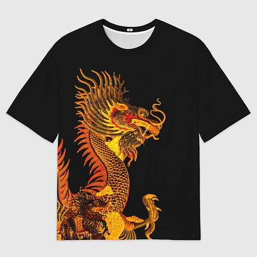 Мужская футболка оверсайз Золотой китайский дракон / 3D-принт – фото 1