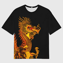 Мужская футболка оверсайз Золотой китайский дракон