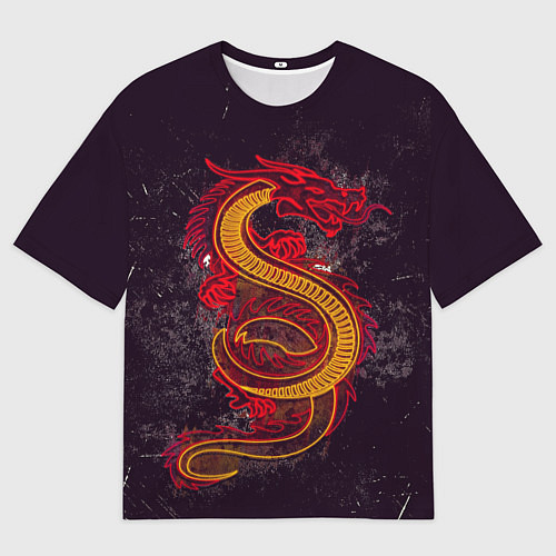 Мужская футболка оверсайз НЕОНОВЫЙ ДРАКОН, 3d / 3D-принт – фото 1