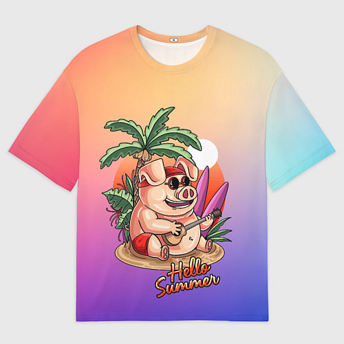 Мужская футболка оверсайз Hello summer / 3D-принт – фото 1