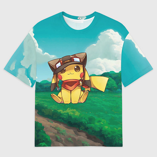 Мужская футболка оверсайз Пикачу летчик / 3D-принт – фото 1