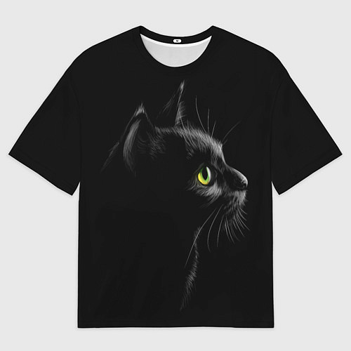 Мужская футболка оверсайз Черный кот / 3D-принт – фото 1
