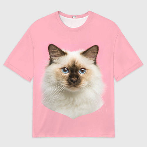 Мужская футболка оверсайз Пушистый кот / 3D-принт – фото 1