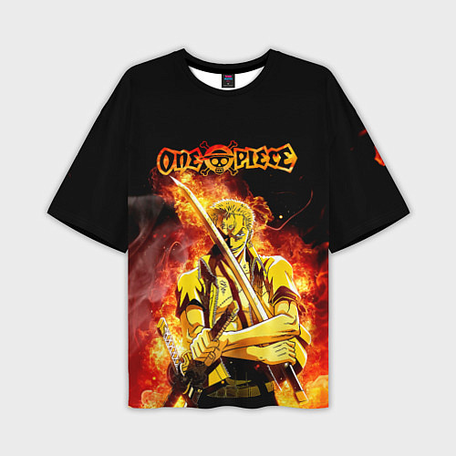 Мужская футболка оверсайз Зоро в огне One Piece Большой куш / 3D-принт – фото 1