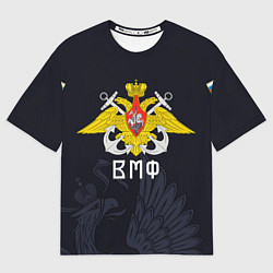 Футболка оверсайз мужская ВМФ нашивки Флаг на спине, цвет: 3D-принт