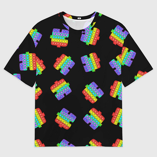Мужская футболка оверсайз Поп ит пазлы на черном / 3D-принт – фото 1