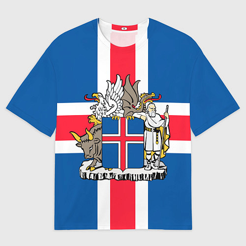 Мужская футболка оверсайз Флаг и Герб Исландии / 3D-принт – фото 1