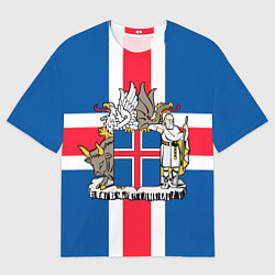 Мужская футболка оверсайз Флаг и Герб Исландии