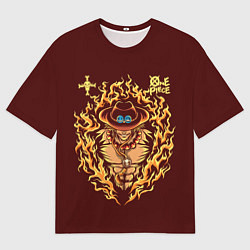 Мужская футболка оверсайз One Piece Портгас Д Эйс в огне