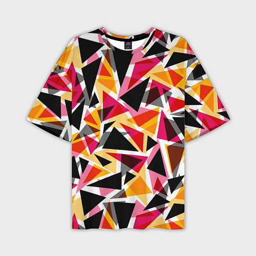 Мужская футболка оверсайз Разноцветные треугольники / 3D-принт – фото 1