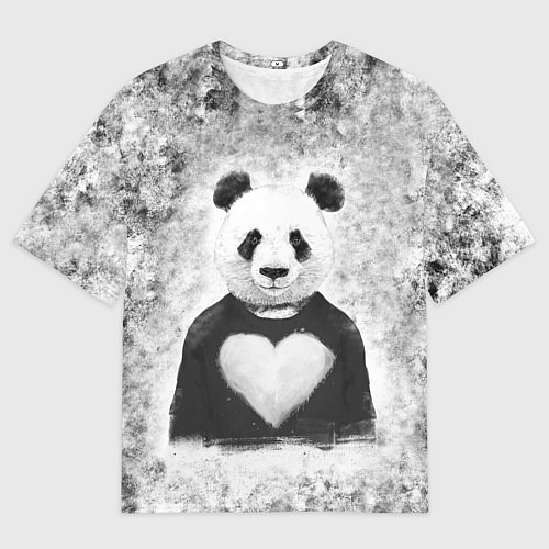 Мужская футболка оверсайз Панда Любовь Сердце Меланж / 3D-принт – фото 1