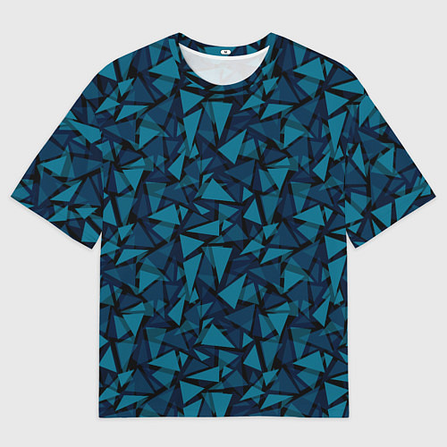 Мужская футболка оверсайз Синий полигональный паттерн / 3D-принт – фото 1