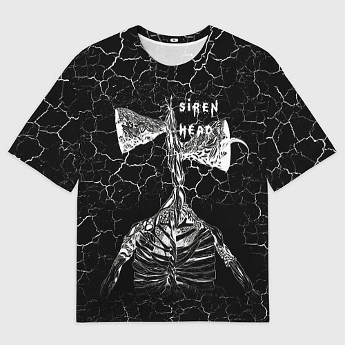 Мужская футболка оверсайз Сиреноголовый Трещины Надпись / 3D-принт – фото 1
