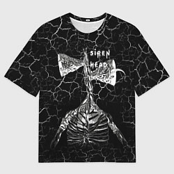 Мужская футболка оверсайз Сиреноголовый Трещины Надпись