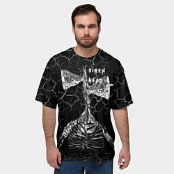 Футболка оверсайз мужская Сиреноголовый Трещины Надпись, цвет: 3D-принт — фото 2