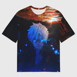 Мужская футболка оверсайз Сатору гото голубые глаза