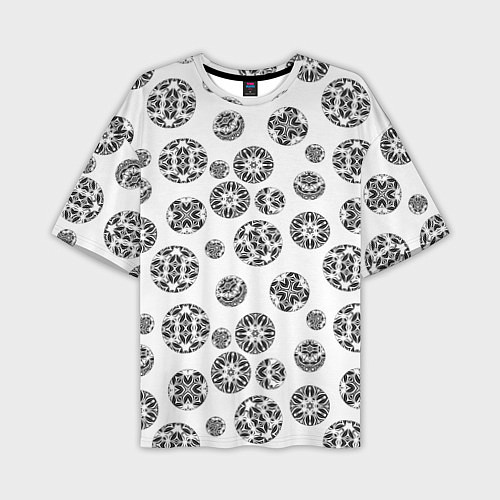 Мужская футболка оверсайз Черно-белый геометрический узор / 3D-принт – фото 1