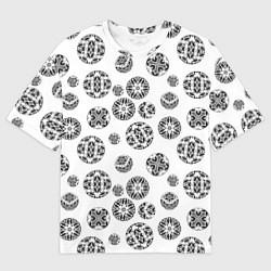 Мужская футболка оверсайз Черно-белый геометрический узор
