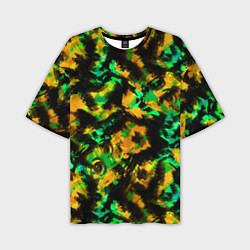Мужская футболка оверсайз Абстрактный желто-зеленый узор