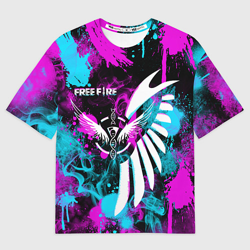 Мужская футболка оверсайз FREE FIRE NEON / 3D-принт – фото 1