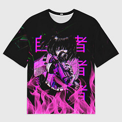 Мужская футболка оверсайз Аниме Девушка Киберпанк