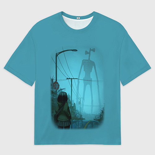 Мужская футболка оверсайз СИРЕНОГОЛОВЫЙ И ДЕВОЧКА / 3D-принт – фото 1