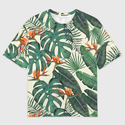 Футболка оверсайз мужская Тропический паттерн, цвет: 3D-принт