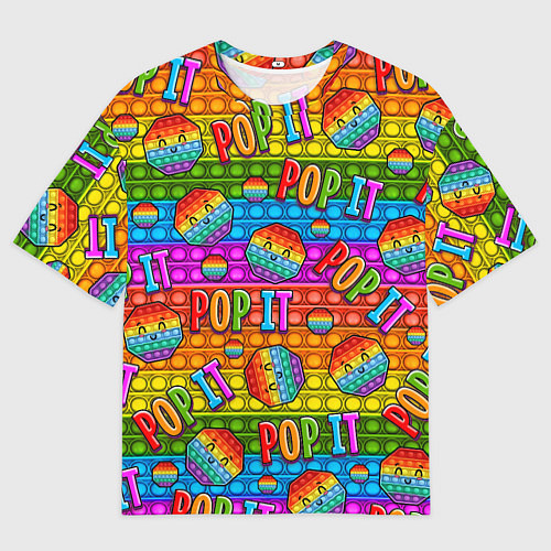 Мужская футболка оверсайз POP IT SMILE ПОП ИТ ПУПЫРКА / 3D-принт – фото 1