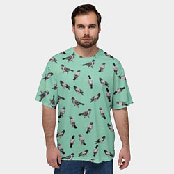 Футболка оверсайз мужская Голуби на зеленом, цвет: 3D-принт — фото 2
