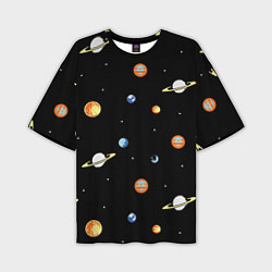 Мужская футболка оверсайз Планеты в космосе